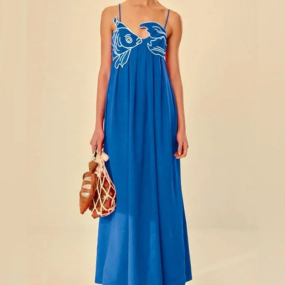 feather print maxi dress Fiore Maxi